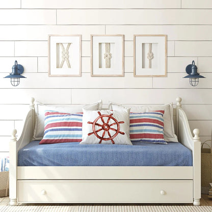 3-Piece Framed Nautical Knots Wall Decor Set, Natural Finish - 14in H x 11in L x 1.25in D