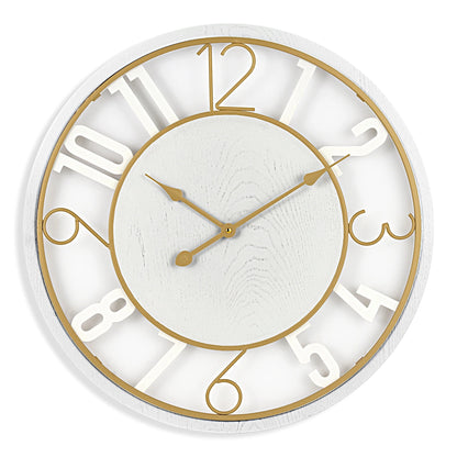 24 Inch Round Wooden Wall Clock With Numeral Design - Battery Operated