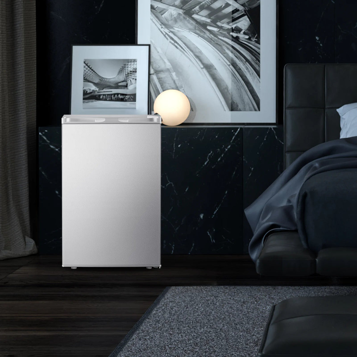 KNDKO 3.2Cu.ft Upright Freezer With Removable Shelves And Adjustable Thermostat - Silver