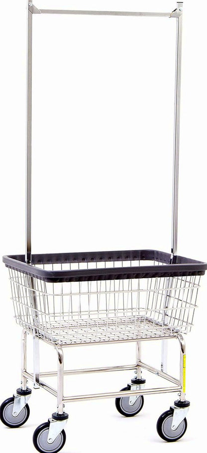R&B Wire Products Heavy Duty Wire Laundry Cart, Chrome, 27D x 22W x 67H - 100CEC58C