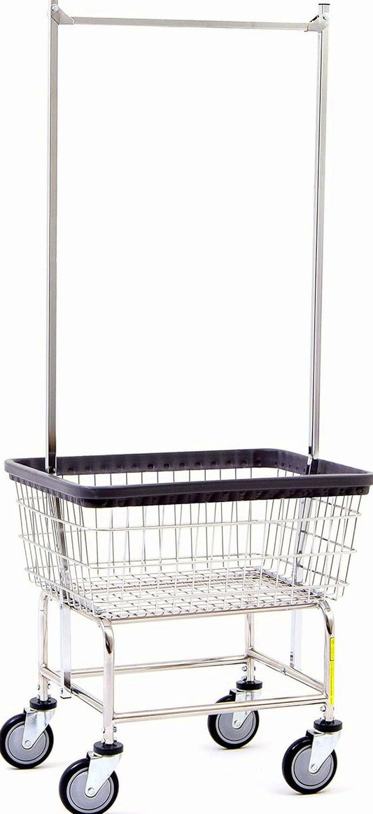 R&B Wire Products Heavy Duty Wire Laundry Cart, Chrome, 27D x 22W x 67H - 100CEC58C