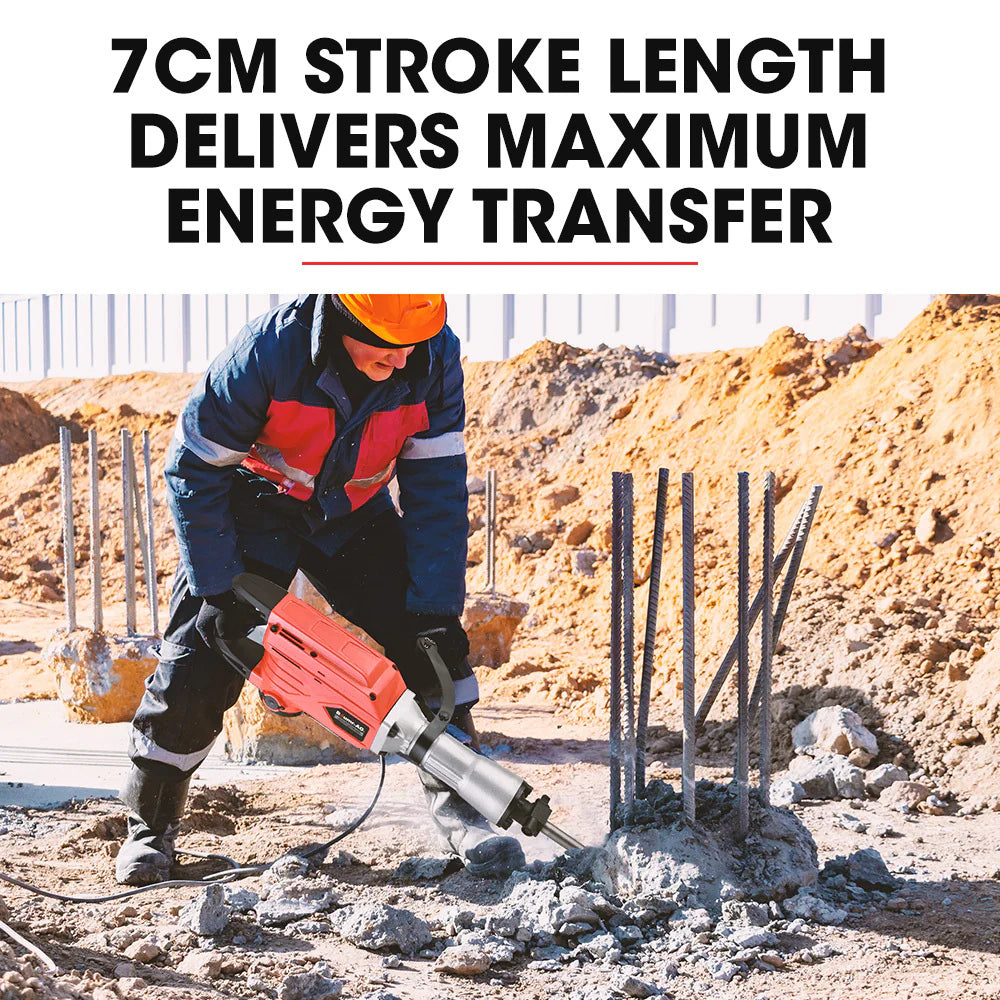 Baumr-AG Electric Demolition Jackhammer 2300W, 3 Chisels, Carry Case - BMJK-23S Mk II BAJHTL04A