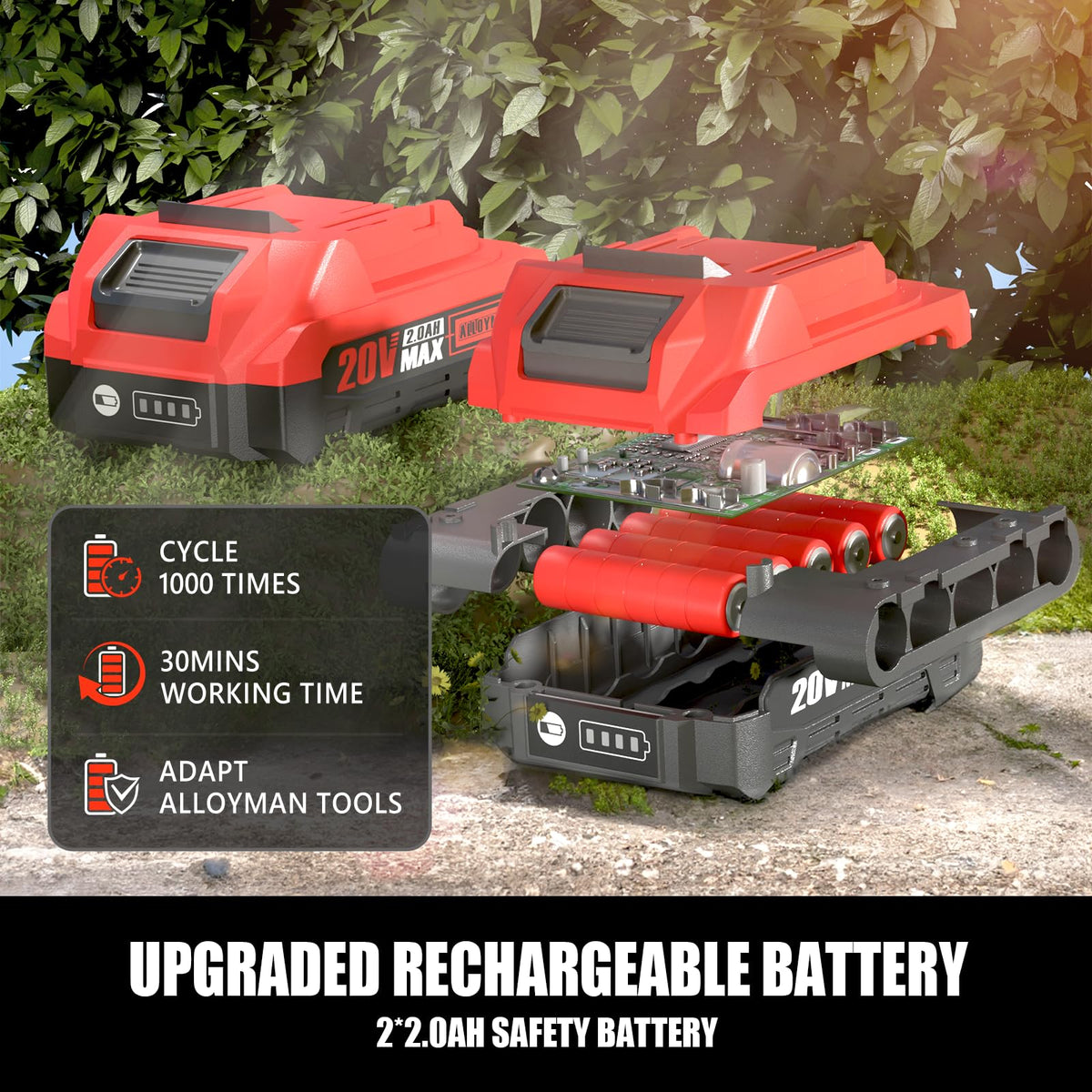 20V Cordless Pole Hedge Trimmer With 16-Inch Blades, 2 2.0Ah Batteries And Charger
