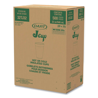 Dart Foam Drink Cups, 32 oz, White, 25/Bag, 20 Bags/Carton - DCC32TJ32