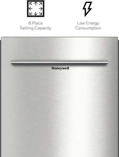Honeywell 18-Inch Dishwasher, 8 Place Settings, Stainless Steel Tub - Stainless Steel