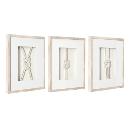 3-Piece Framed Nautical Knots Wall Decor Set, Natural Finish - 14in H x 11in L x 1.25in D