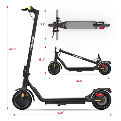 5TH WHEEL Electric Scooter With Turn Signals, 300W, 8.5 in Solid Tires, 18 mph, 12 Miles, Black - W16S