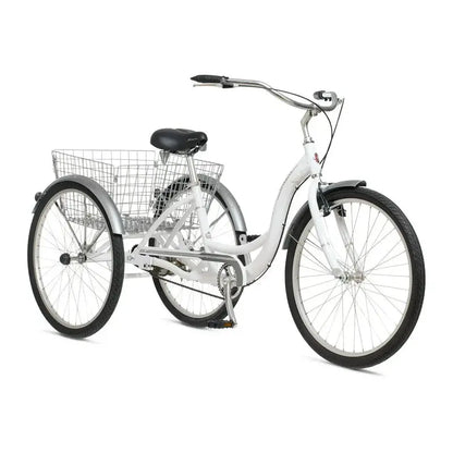 Schwinn Adult Tricycle 26-Inch Cruiser With Low-Step Frame, Wide Seat, Rear Folding Basket - Meridian