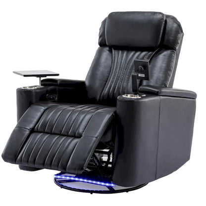 Power Home Theater Recliner Chair, 34.6 D x 38.2 W x 41.4 H, 110-160 Recline, 270 Swivel
