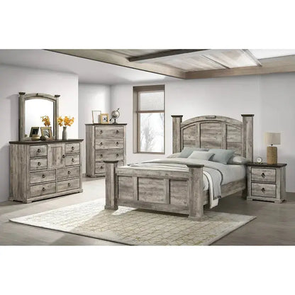 Aimon Rustic Gray 5-Piece Panel Bedroom Set - King Or Queen