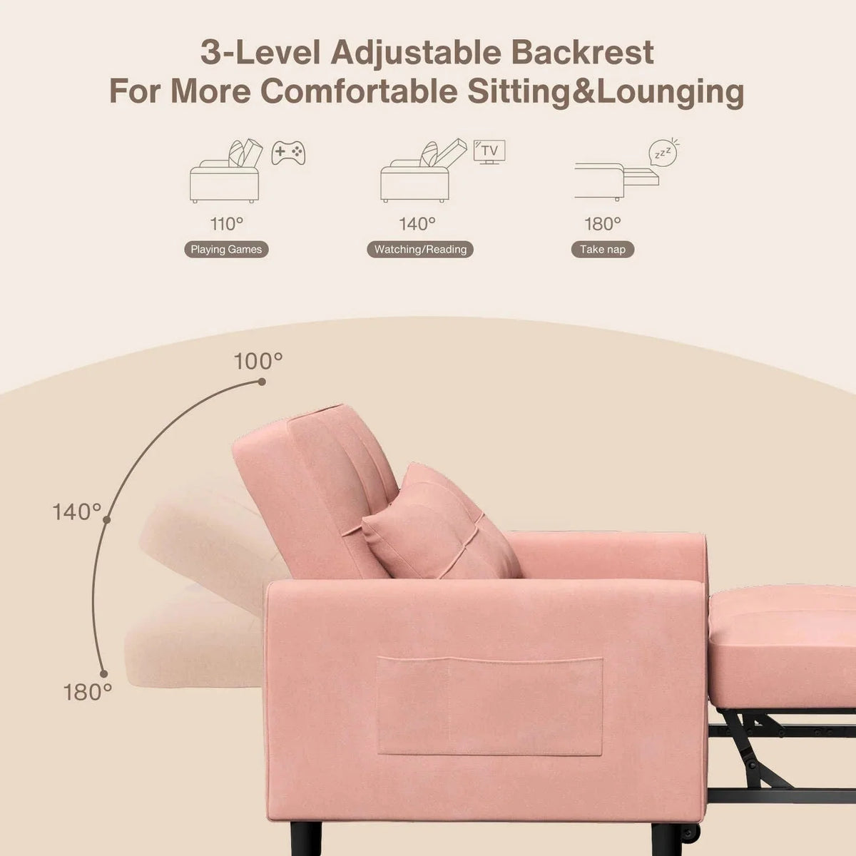 3-in-1 Adjustable Pull-Out Sleeper Sofa Bed With 330 Pounds Capacity
