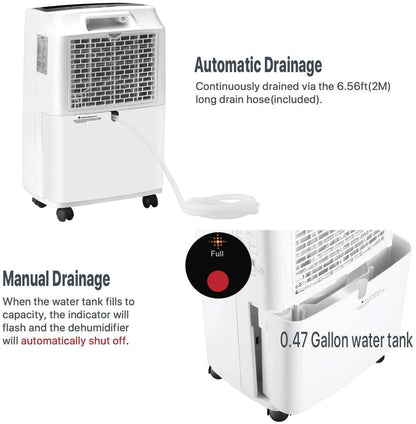 Yaufey 30 Pint Portable Dehumidifier, 4 Gallons/Day, Up To 1500 Sq Ft