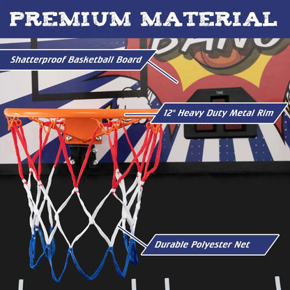 Costway Dual Shot Basketball Arcade Game, Blue, 8 Game Modes, 81in x 43in x 81in