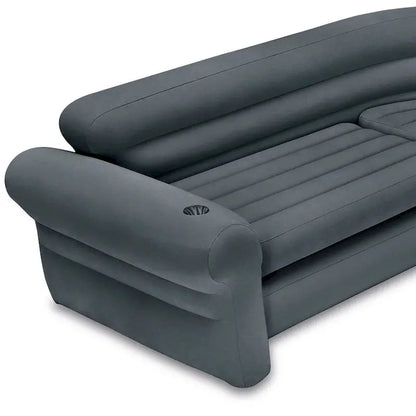 Intex Inflatable L-Shaped Corner Sofa With Cup Holders, Gray, 2-Pack