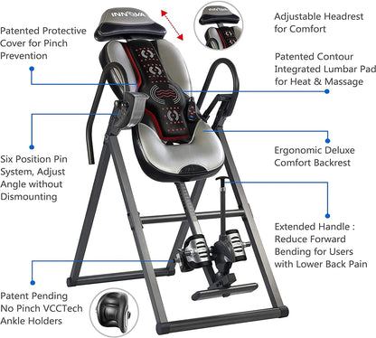 HEALTH AND FITNESS Advanced Heat And Massage Inversion Table - sgtnighsdesigns