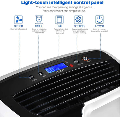 Yaufey 30 Pint Portable Dehumidifier, 4 Gallons/Day, Up To 1500 Sq Ft