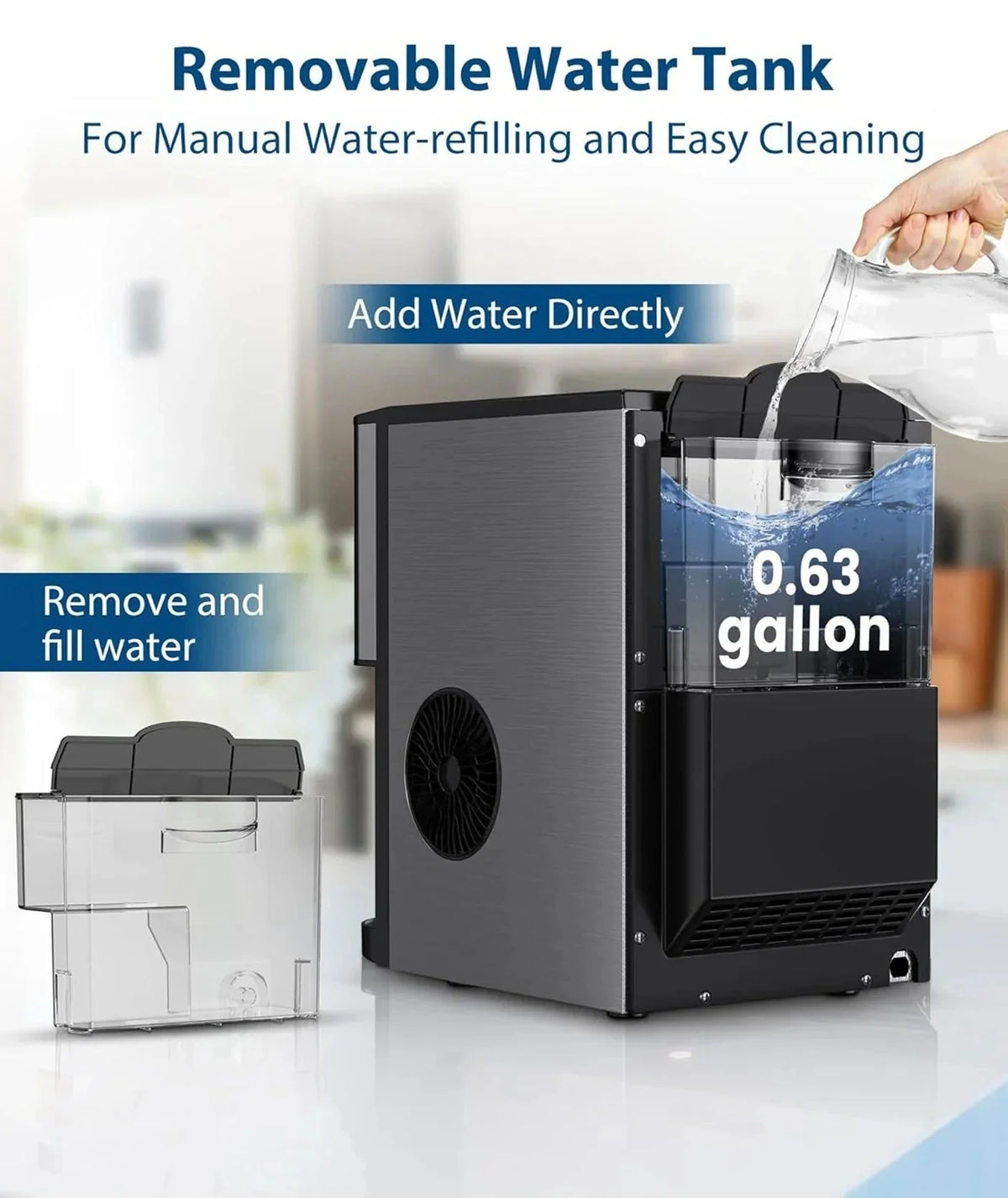 COWSAR Countertop Nugget Ice Maker, 44 lbs/24H - Z5820DN