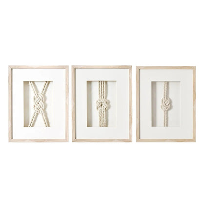 3-Piece Framed Nautical Knots Wall Decor Set, Natural Finish - 14in H x 11in L x 1.25in D